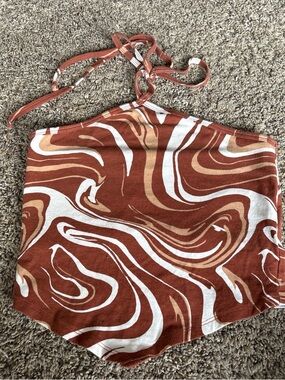 Hollister Brown Swirl Halter Crop Top